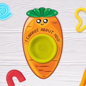 PlayDoh バレンタイン、印刷可能なバレンタイン カード、キャンディ以外のバレンタイン カード、教室のバレンタイン、にんじんのバレンタイン