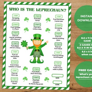 St Patricks Day Games | St Patricks Day Game for Teens and Adults | Printable Party Games | St Patricks Day activity I Who is the Leprechaun