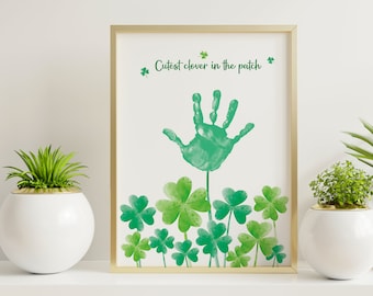 Cutest Clover in the Patch Handprint Art, St Patricks Day Crafts For Kids, 4 Leaf Clover, Toddler Crafts, Keepsake Memory, Preschool Craft