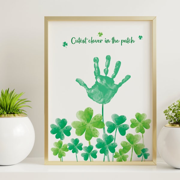 Cutest Clover in the Patch Handprint Art, St Patricks Day Crafts For Kids, 4 Leaf Clover, Toddler Crafts, Keepsake Memory, Preschool Craft