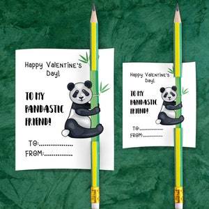 Lindos pandas para o Dia dos Namorados para a turma, porta-lápis de urso panda para imprimir, dia dos namorados para a pré-escola