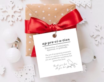 Etichette regalo minimaliste di ringraziamento, apprezzamento per dipendenti e insegnanti (modello PDF)