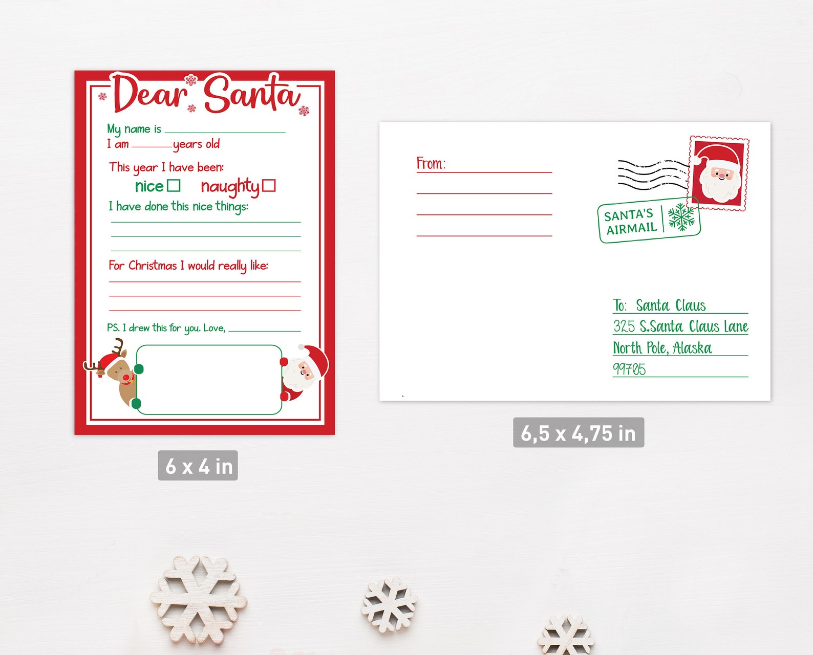 Letter to Santa With Envelope Christmas Wish List Printable Etsy