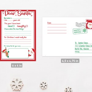 Christmas Wish List Printable, Letter to Santa with Envelope, Dear Santa Letter, Naughty or Nice, Dear Santa list