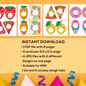 Play-doh Cards Printable Bundle of 8, Playdoh Tags for Birthday Party ...