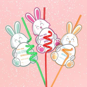 Crazy Straw Easter Gift Tags Printable, Easter Egg Gift Tag, Easter gift for kids, School Gift Easter, Easter Bunny Straw Tags