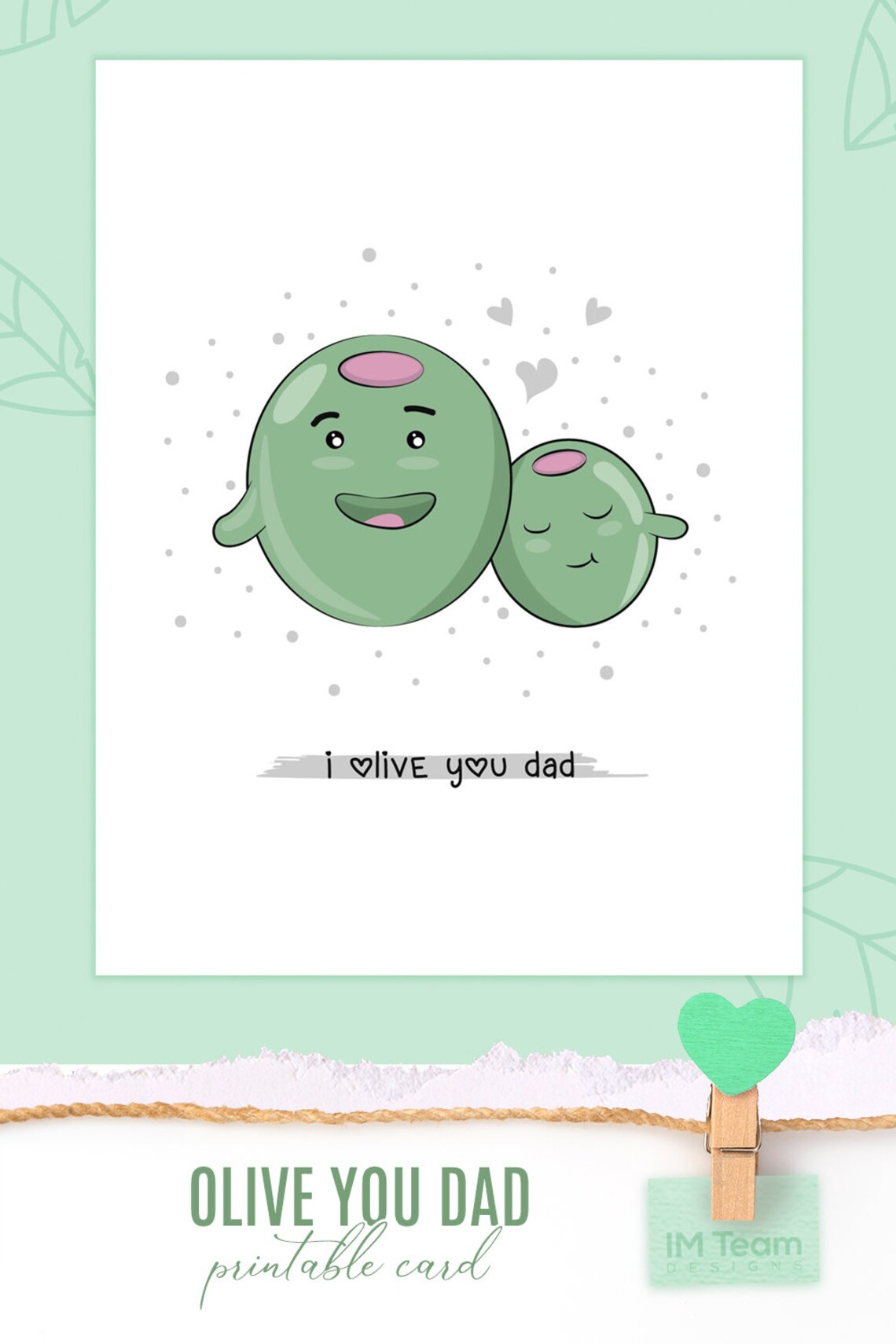 Olive You Card Funny Card for Dad Fathers Day Pun Card Dad Etsy