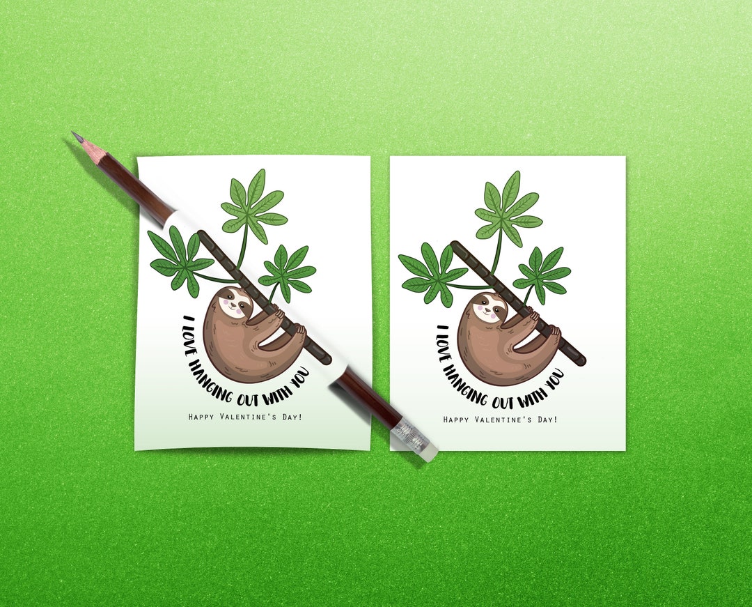 Kids Valentines Cards for School, Sloth Kids Valentine Pencil Holder ...