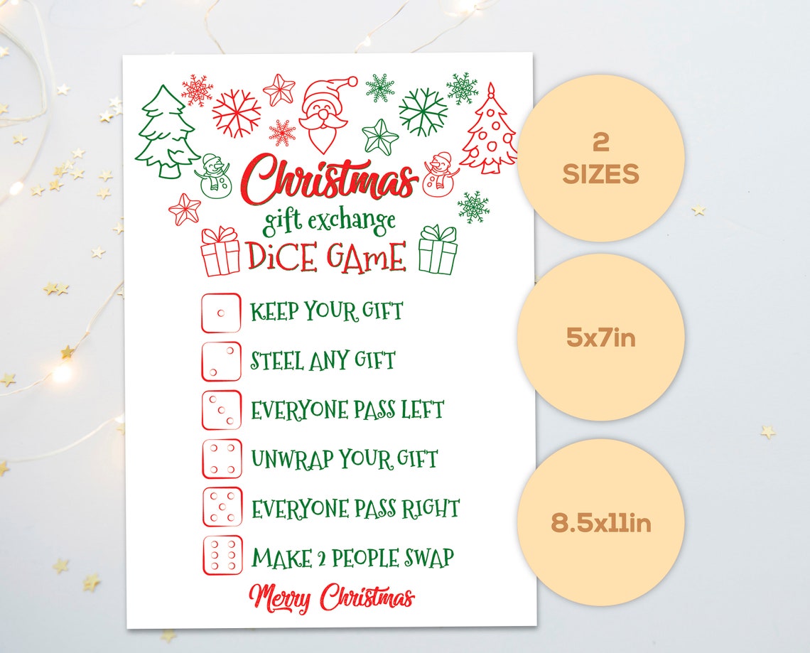 Christmas Printable Games Christmas Gift Exchange Game - Etsy