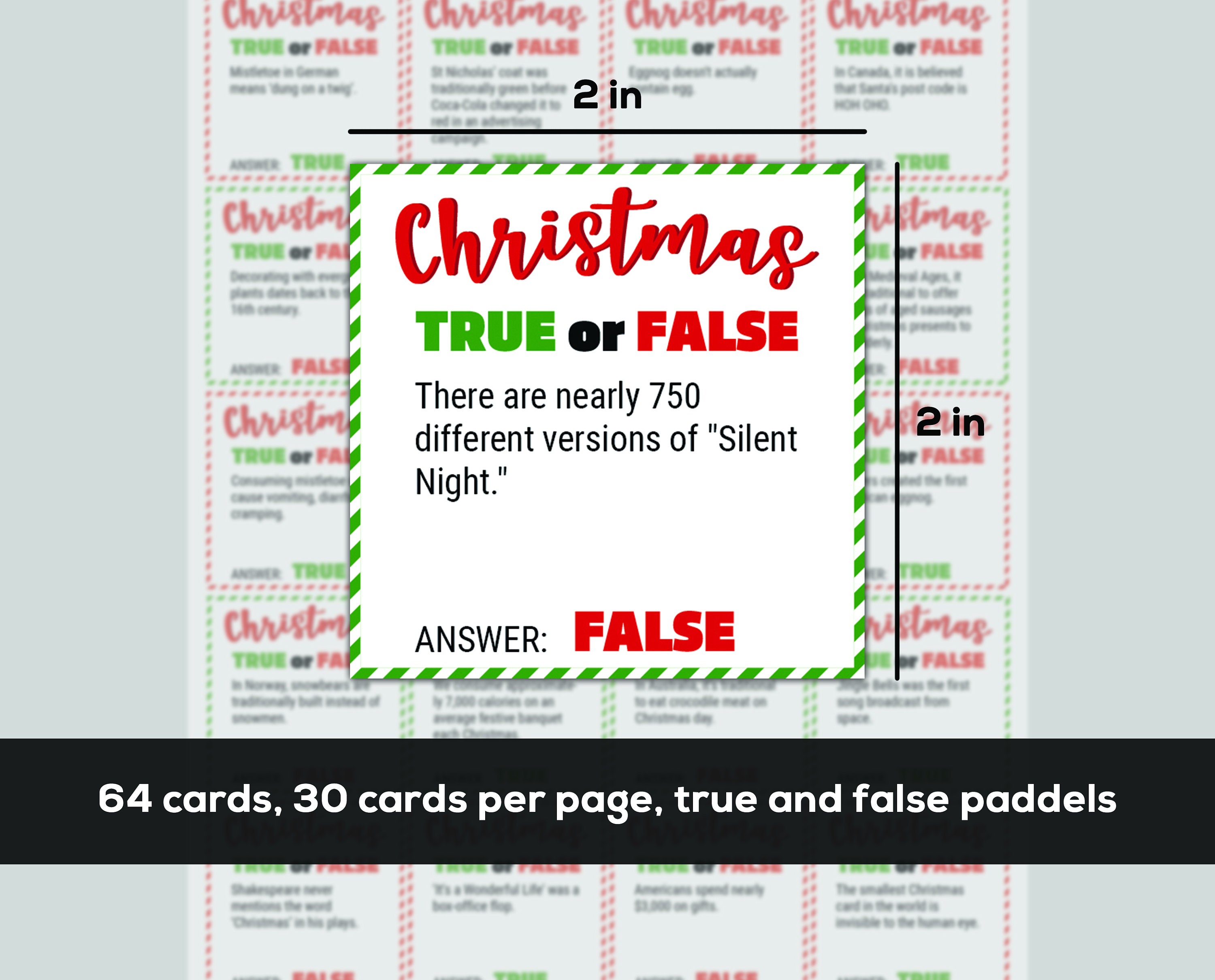 Christmas True or False Quiz Christmas Facts True or False Etsy UK
