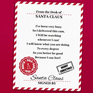 Carta de Papá Noel para Santa Cam, carta imprimible de Papá Noel, carta imprimible de Papá Noel