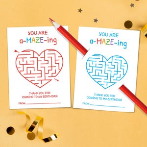 Afdrukbare bedankkaartje You're Amazing |  Verjaardagsbedankje zonder snoep | Puzzel Verjaardag Bedankt | Potloodhouder Opmerking: