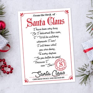 Lettre du Père Noël, Père Noël 5 x 7, Lettre d'ornement du Père Noël, Lettre du Père Noël imprimable