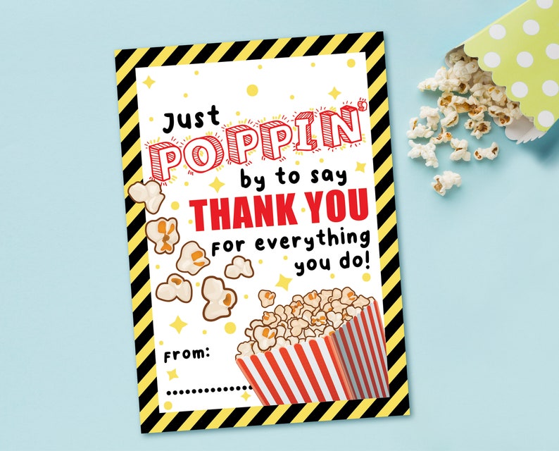 Popcorn Thank You Gift Tag, Employee Teacher Appreciation (PDF ...