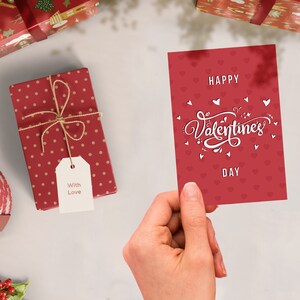 Red Happy Valentine's Day Cards Printable Heart - Etsy