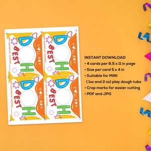 Play Dough Valentine Printable, Non-candy Valentine, Class Party ...