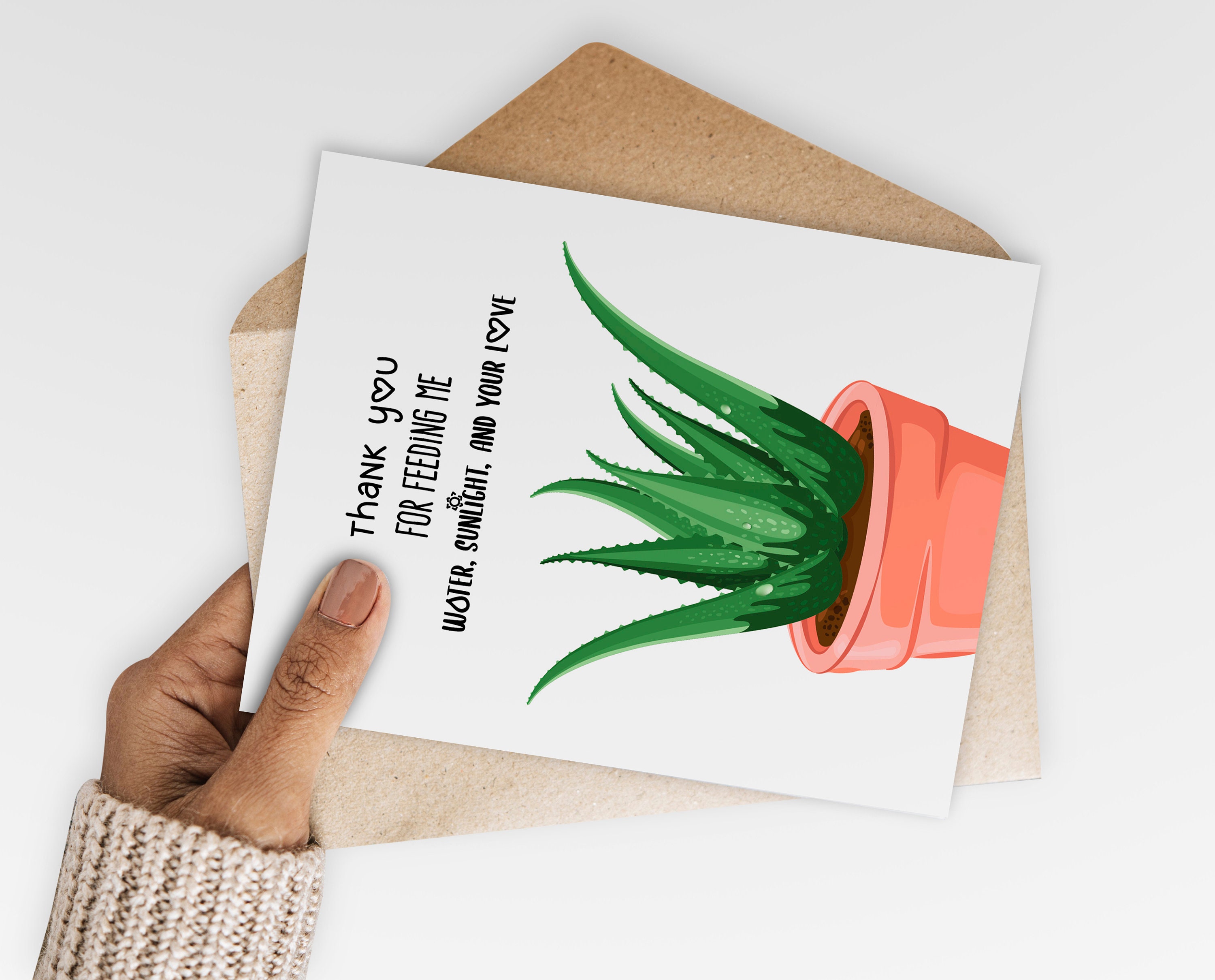 Buy Thank You Card for Plant Mom With Aloe Vera Plant Drawing Online in ...