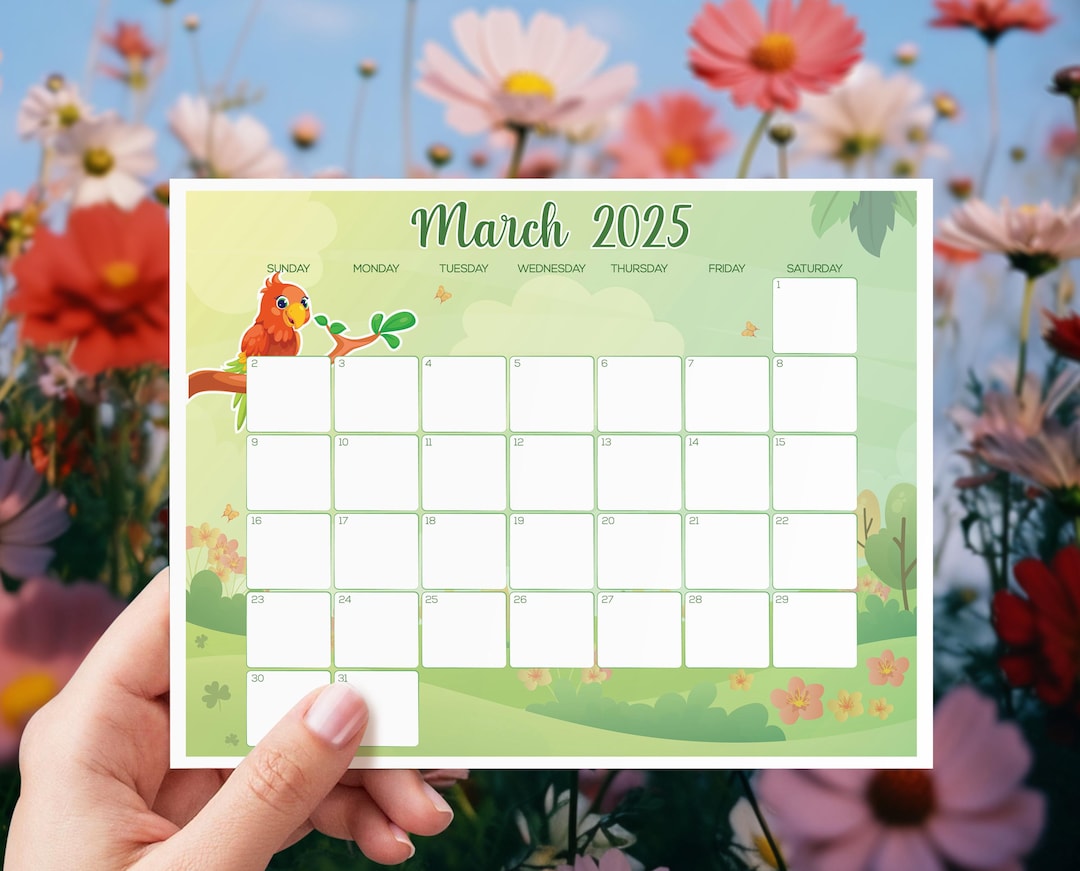 March 2025 Printable Calendar, Monthly Calendar, Fillable Editable ...