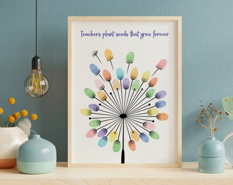 Fingerprint Dandelion Art: Teacher Appreciation Gift (PDF)