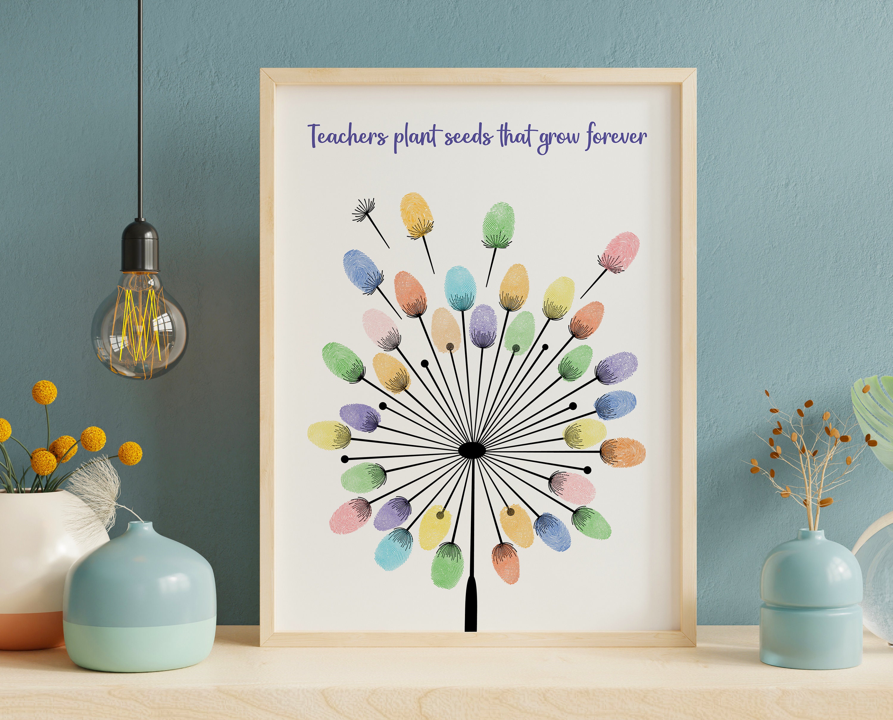 Fingerprint Dandelion Art: Teacher Appreciation Gift (PDF) - Etsy