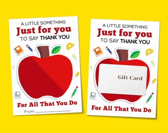 Teacher Thank You Gift Card Holder: Printable Apple Design (PDF)