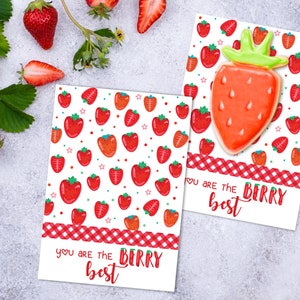 Du bist die Beere Beste 3,5 "x 5" Valentinstag COOKIE CARD, druckbare Cookie Karte, Erdbeer druckbare Cookie Geschenkkarte, Valentine Cookie Tag