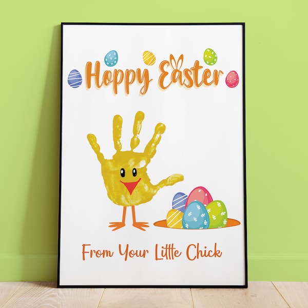 Baby Chick Handprint Art, Hoppy Happy Easter, Handprint Craft For Kids, Keepsake Memory, Toddler Craft, Preschool Craft, DIY Chicken Easter