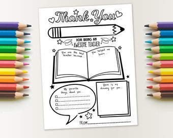 Teacher Appreciation Week Printable, Teacher Survey, Teacher Printable, Teacher Thank You, Teacher Coloring Page, All About My Teacher