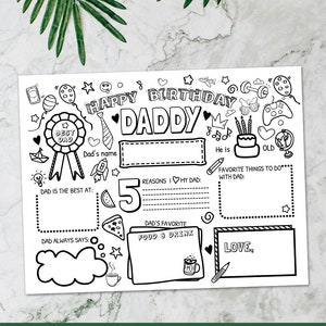 Happy Birthday Daddy Coloring Page, Printable Birthday Card for Dad ...