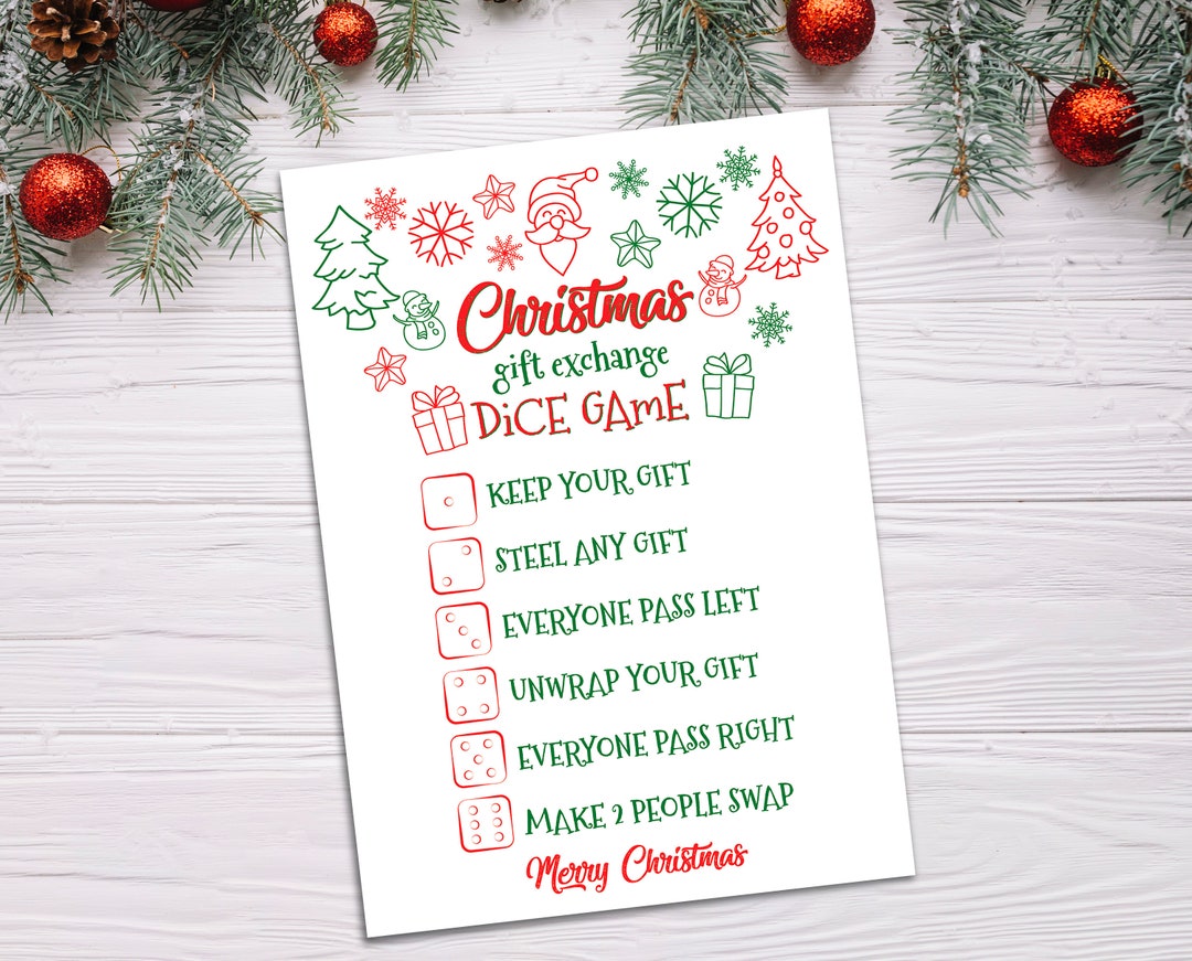 Christmas Printable Games Christmas Gift Exchange Game - Etsy