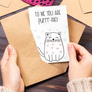 Cat Valentine's Day Card, Punny Valentine Card, Cat Anniversary Card, Pun Birthday Card, Kids Cat Valentines Cards