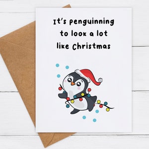 Carte de joyeux Noël, carte de Noël pingouin, cadeau de Noël pour son mari