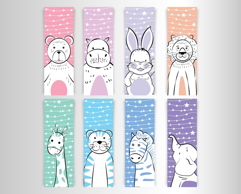 Printable Bookmarks Template Animals Bookmarks Printable | Etsy