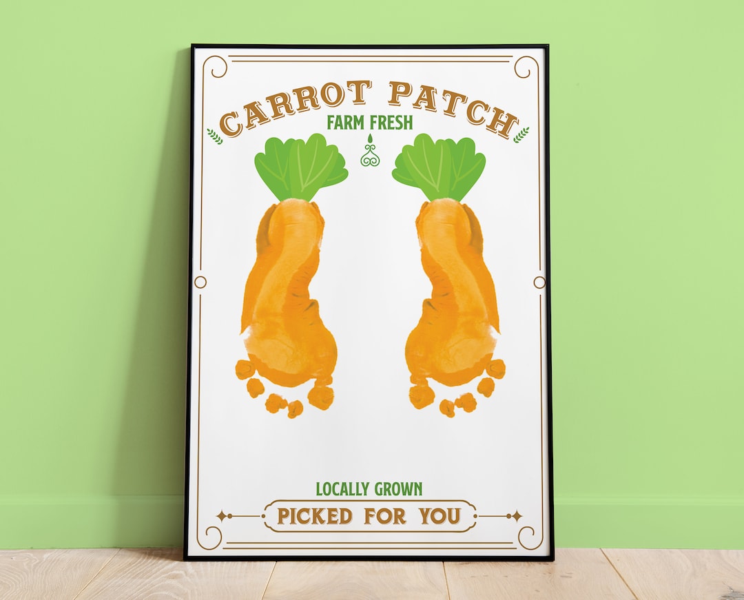 Carrot Patch Printable Sign, DIY Easter Carrots, Footprint Craft for