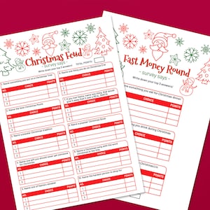 Christmas Family Feud Game, Christmas printable Games, Christmas games for a group, Fast Money Round Included, Instant Download