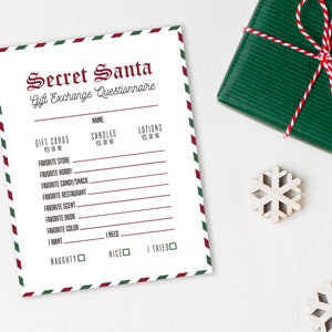 Fragebogen zum Weihnachtsmann, Wichtel Weihnachtswunschliste, Weihnachtsgeschenkliste zum Ausdrucken, Wichtel Party, Wichteln für Coworker