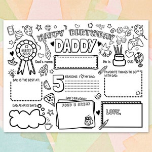 Alles Gute zum Geburtstag Papa Malseite, druckbare Geburtstagskarte für Papa, Karte vom Sohn, Vater-Tochter-Geschenk