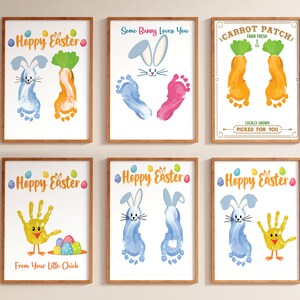 Lot d'artisanat de Pâques, art de l'empreinte de main de poussin lapin, ma première Pâques, empreinte de pas de bébé carotte, travaux manuels préscolaires pour enfants, activité de Pâques pour tout-petits