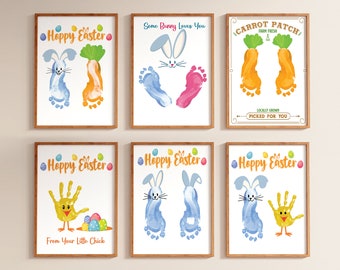 Lot d'artisanat de Pâques, art de l'empreinte de main de poussin lapin, ma première Pâques, empreinte de pas de bébé carotte, travaux manuels préscolaires pour enfants, activité de Pâques pour tout-petits