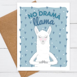 No Drama Llama Card, Funny Llama Card, Punny Llama Card, Birthday pun cards, Llama lovers gift