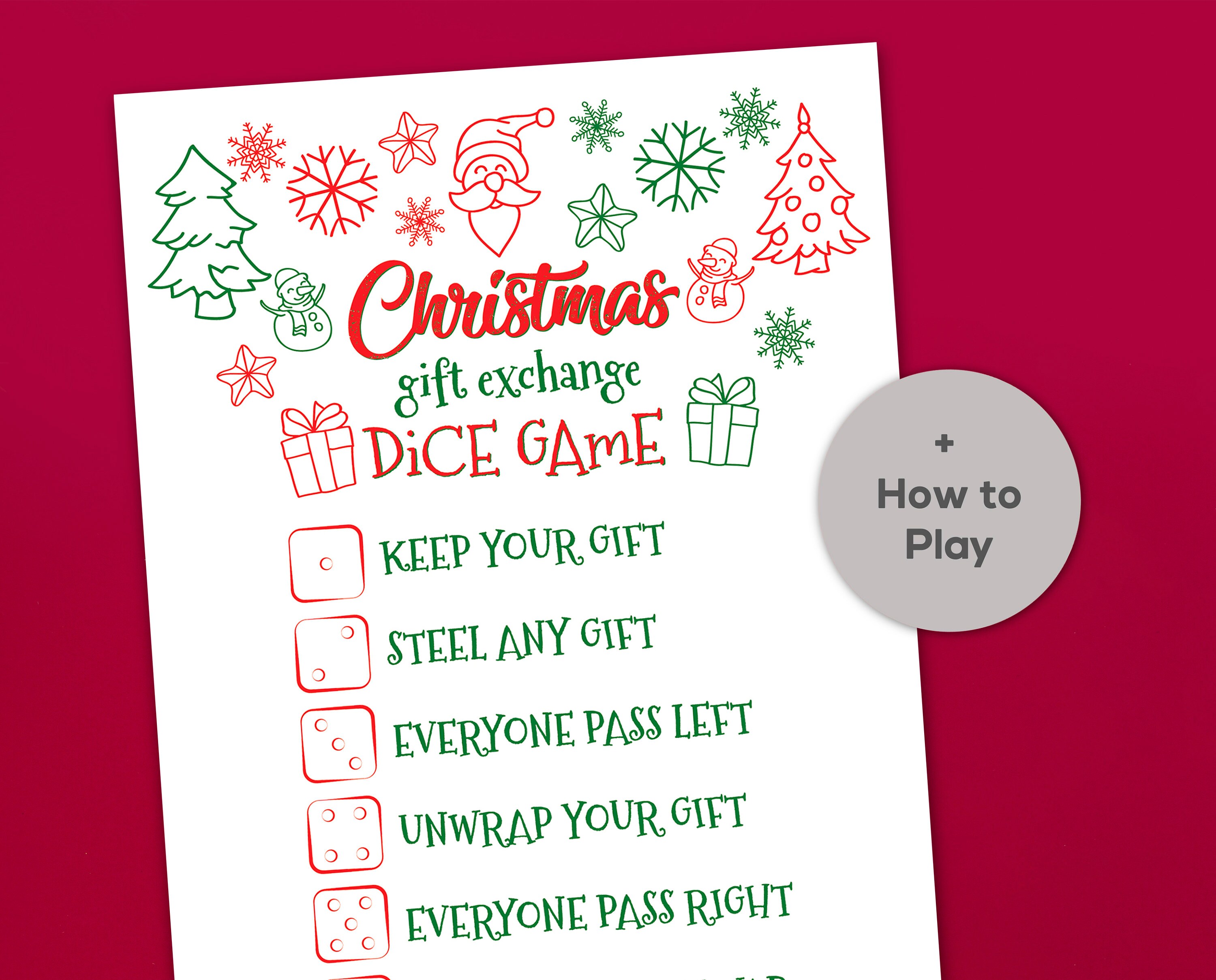 Christmas Printable Games Christmas Gift Exchange Game - Etsy