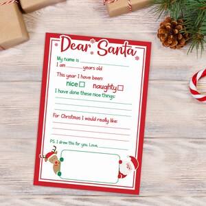 Letter to Santa, Dear Santa letter, Santa Letter Printable, Christmas Wish List, Holiday Wish List, Naughty or Nice