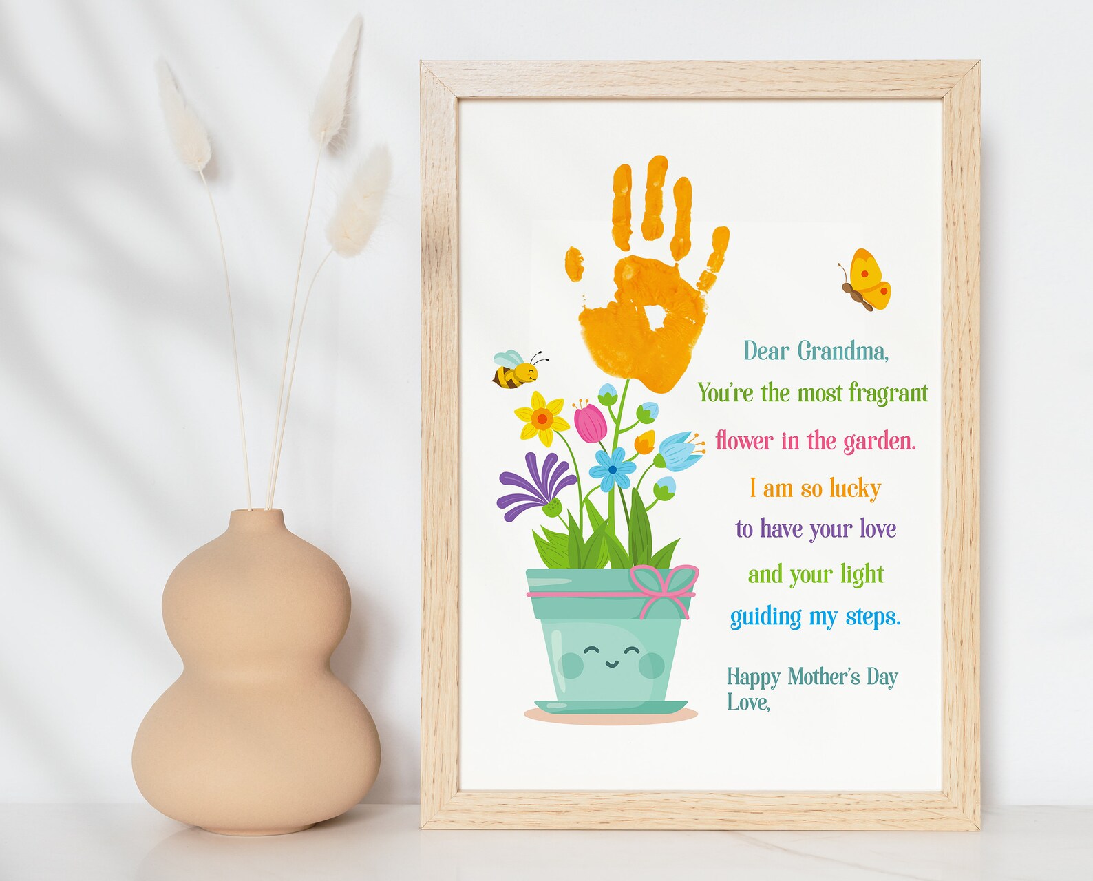 Grandma Gift Mothers Day DIY Kids Handprint Art Gift for - Etsy