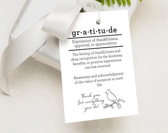 Minimalist Gratitude Gift Tags: Black & White Dove, Social Worker Appreciation (PDF)