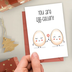 You Are Eggcelent-kaart, kaart met schattige woordspeling, kaart voor beste vriend, wenskaart punny, grappige verjaardagskaart, leuke kaart voor papa