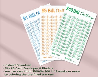 A6 Savings Challenge Bundle: Printable Money Tracker (Digital Download)