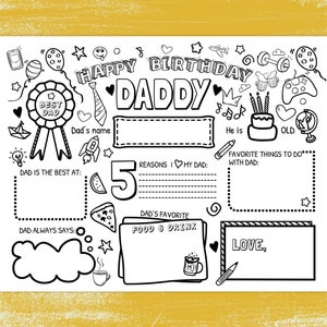 Happy Birthday Daddy Coloring Page, Printable Birthday Card for Dad ...