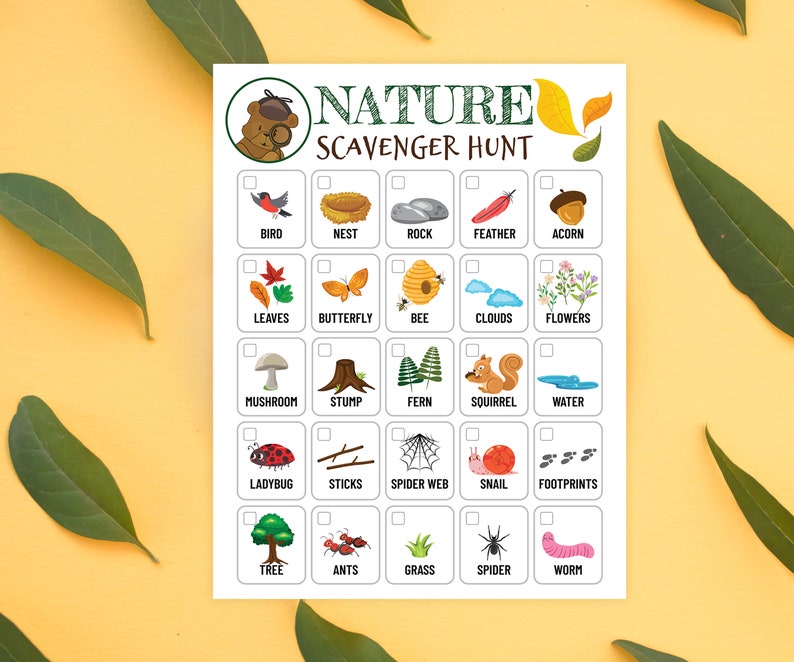 Nature Scavenger Hunt Printable: Kids Outdoor Activity (PDF & JPG) - Etsy