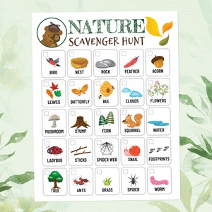 Nature Scavenger Hunt, Outdoor Treasure Hunt Printable, Scavenger Hunt For Kids, Kids Camping Games, Preschool Outdoor Activity, Nature Game