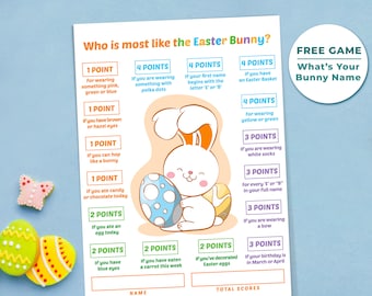 Jeux de lapin de Pâques pour adultes, adolescents et enfants, quiz de Pâques, jeu en classe, jeu brise-glace, quel est votre nom de lapin, activité de Pâques